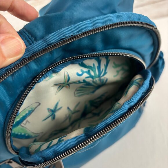 Lug Hatchback Backpack Teal Blue Nylon Travel RFID Blocking - Picture 11 of 16